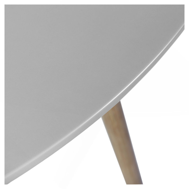 Outdoor Patio Round Dining Table In Light Eucalyptus And Gray Stone