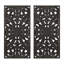 Ensemble de 2 panneaux décoratifs muraux en bois sculpté, motif fleur de lotus, à suspendre verticalement, hauteur 80 cm, pour intérieur.