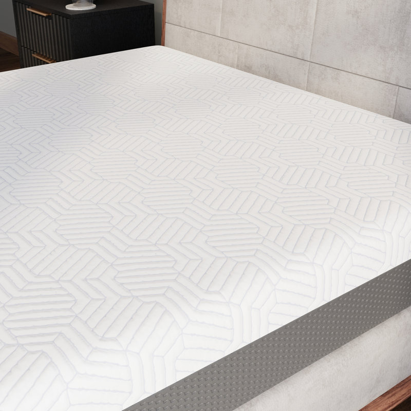 Matelas Twin XL 10 pouces, housse rafraîchissante, fermeté moyenne, mousse à mémoire de forme ventilée I-Gel de 2 pouces, base ferme de 3 à 5 pouces avec refroidissement par changement de phase.
