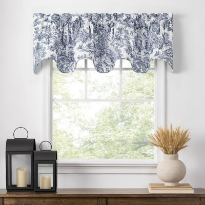 Amelie Toile Cotton Scalloped 70'' W Window Valance