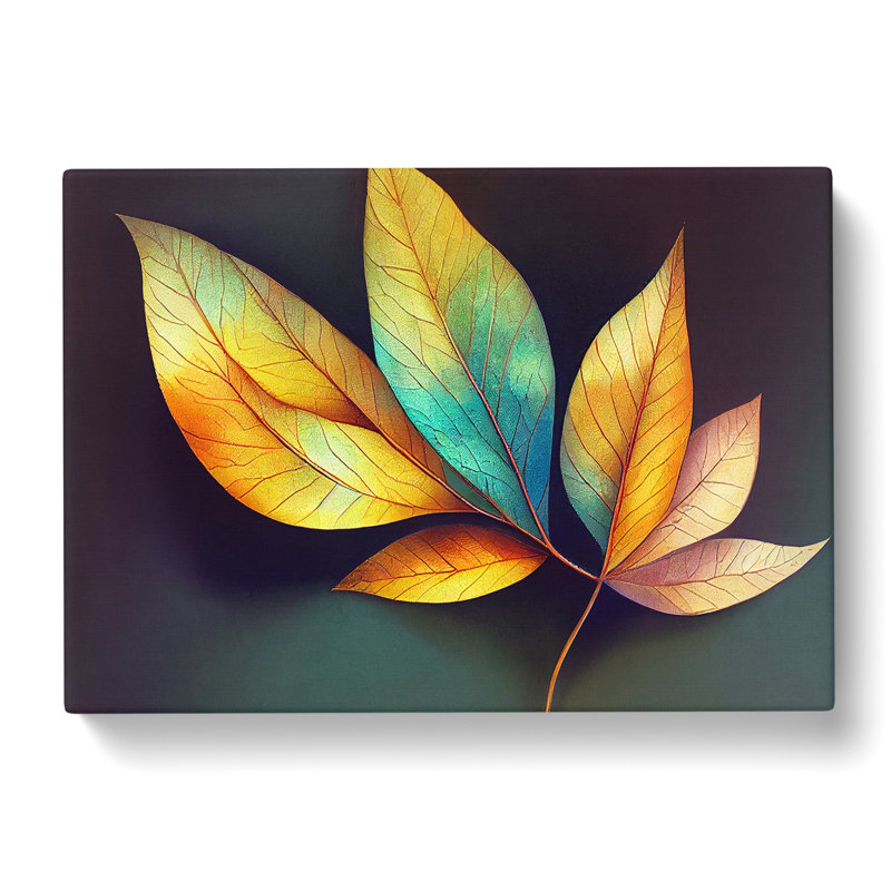 Soulful Colourful Leaf - Wrapped Canvas, 50cm H x 76cm W x 3cm D