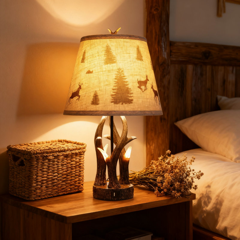 Ensemble de 2 lampes de table Rustic Antler