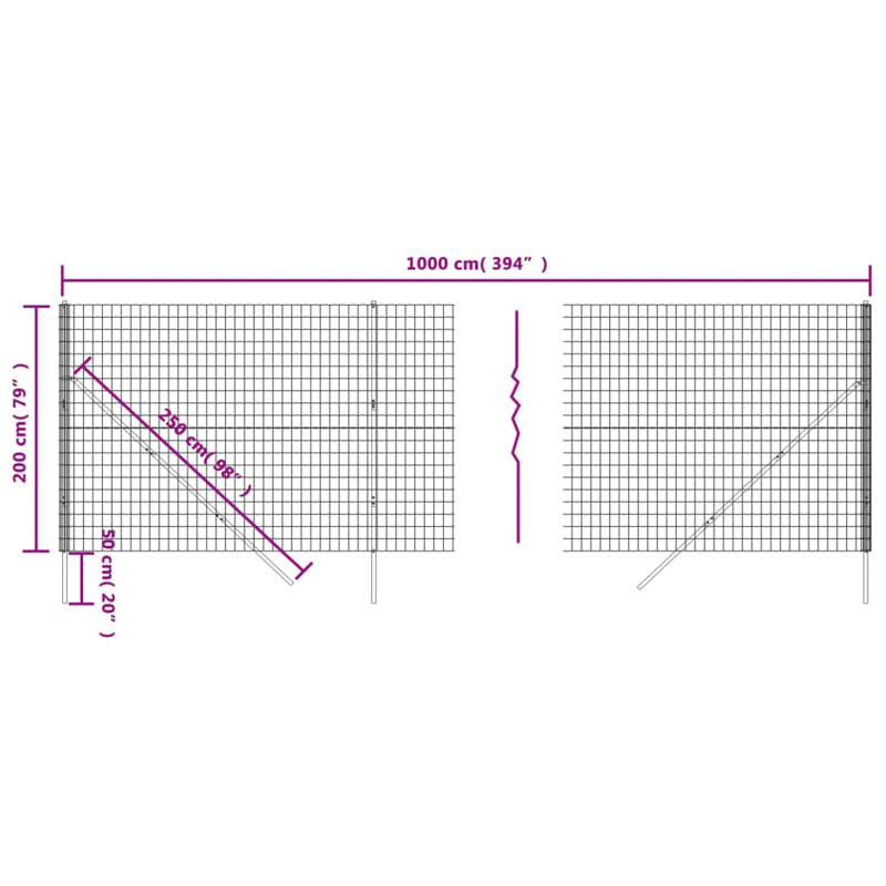 Nelda Anthracite Metal Fence Panels, 140cm H x 1000cm W, 7, Anthracite