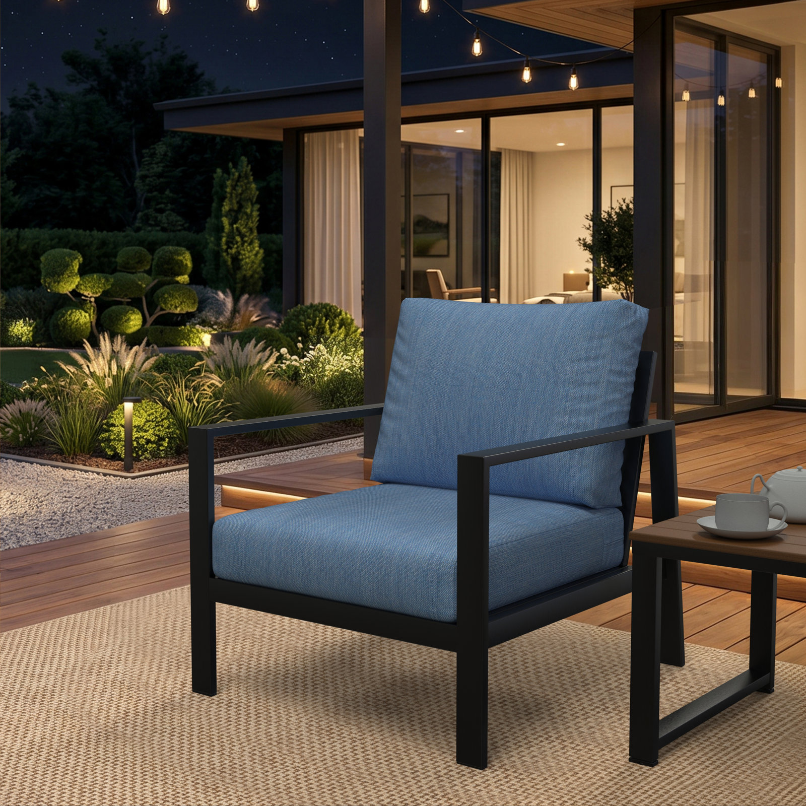 Amala Outdoor Sunbrella® Seat/Back Cushion, Sunbrella® Cast Ocean Plainweave, 25" W x 25.5" D