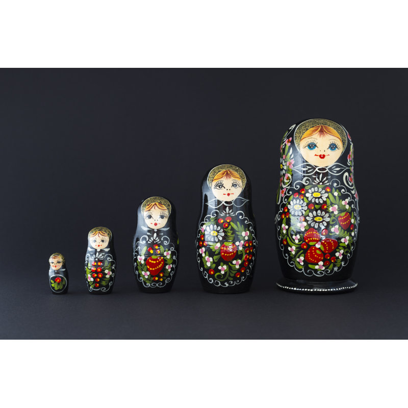 Poupées gigognes noires russes, H 8 po x l 12 po x P 1,25 po
