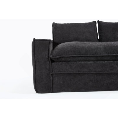 Modern Minimalist Modular Sectional Sofa, Upholstered Cloud Couch With Deep Seats, Right Facing Chaise For Living Room-Black