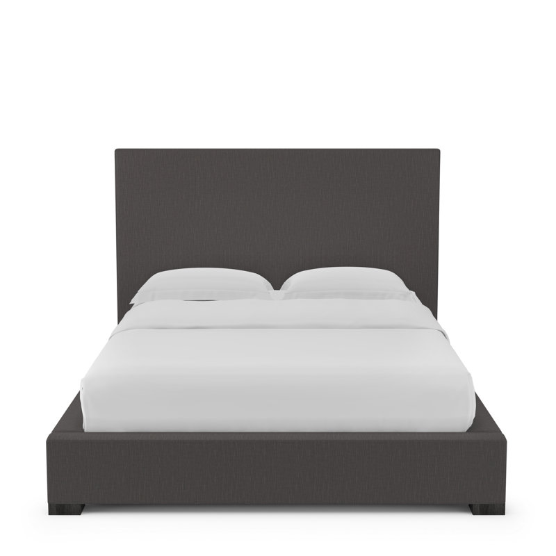 Sloan Upholstered Standard Bed, Box Weave Linen Graphite, Queen, Ebony