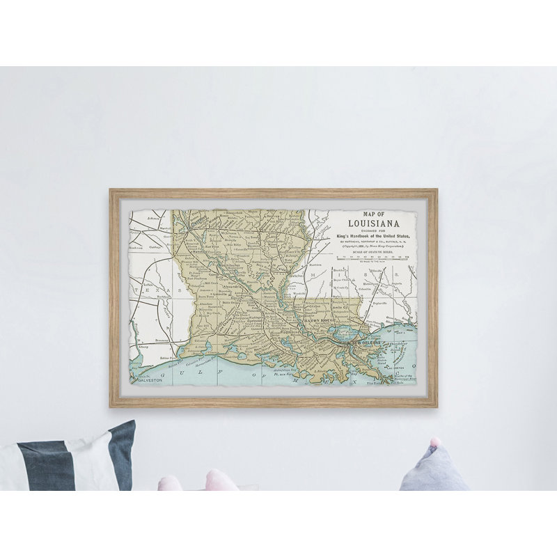 Louisiana State Map - impression encadrée, H 16 po x l 24 po x P 1,5 po