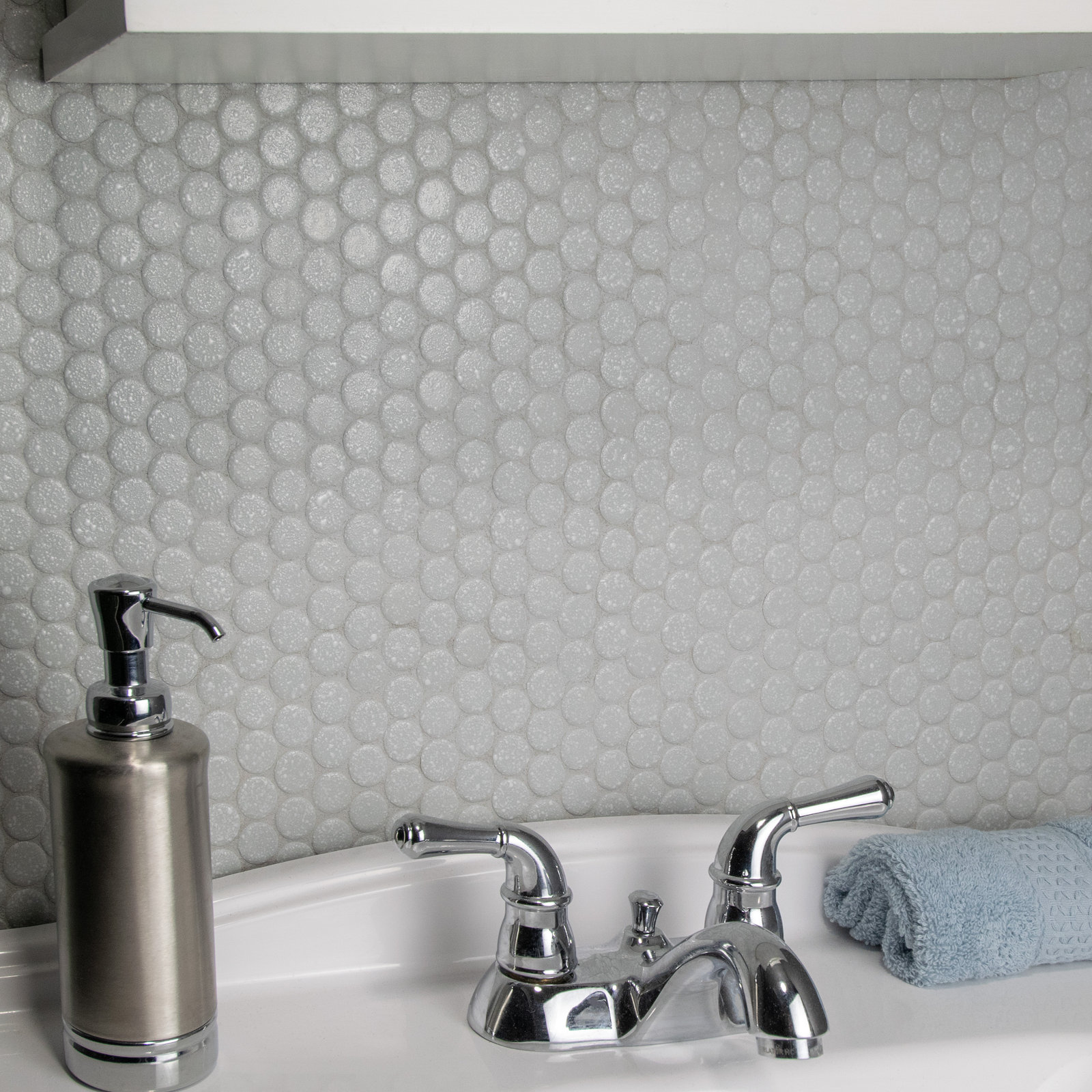 Hudson Penny Round Porcelain Wall and Floor Tile, Gray