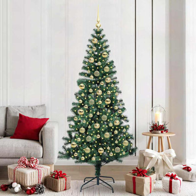 vidaXL Artificial Pre-lit Christmas Tree Green PVC and Metal