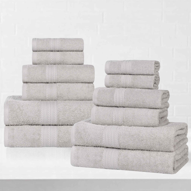 Ensemble de serviettes de bain écologiques en coton 12 pièces Hannu, Argent