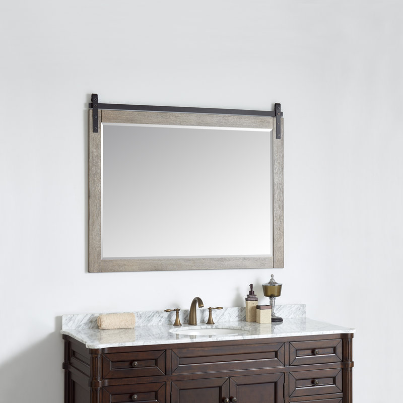 Miroir de salle de bain mural Karamfila, Gris classique, 39,4 po x 48 po