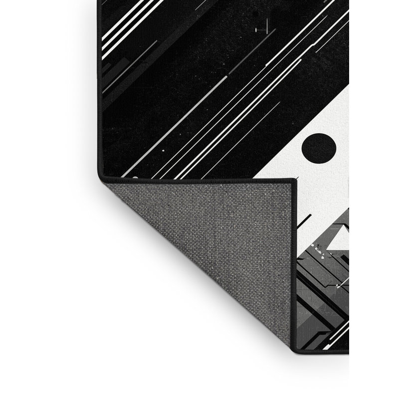 Tapis noir moelleux à motif géométrique moelleux de style moderne Ealey, 3 x 5