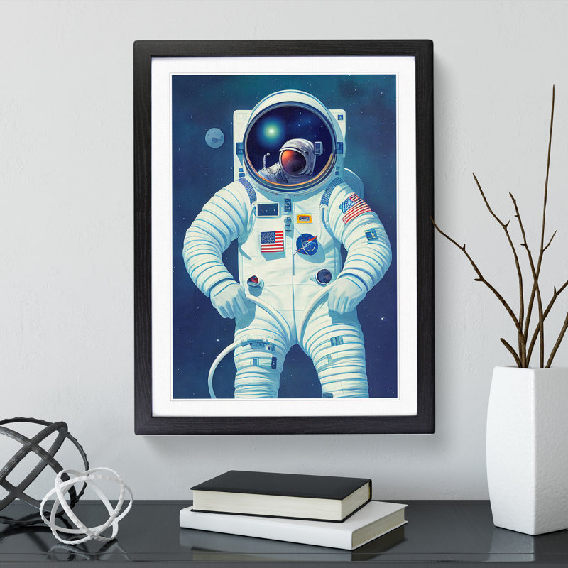Astronaut In Space No.1 - Single Picture Frame Print, 64cm H x 46cm W x 2cm D, Black Framed