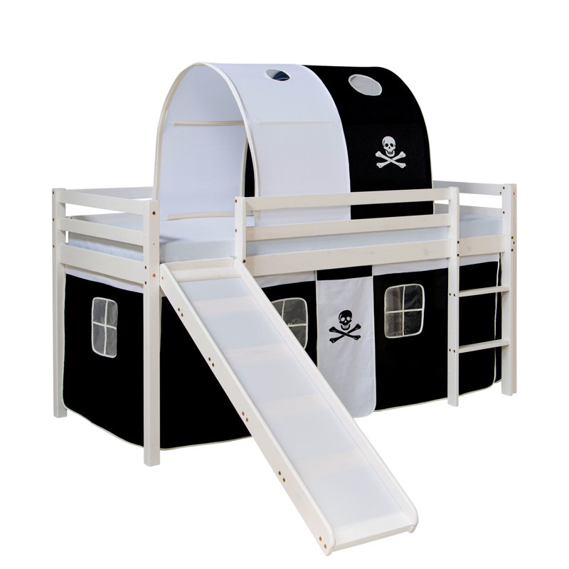 Alyria European Single Mid Sleeper Bed with Textil Set, without Slatted Frame