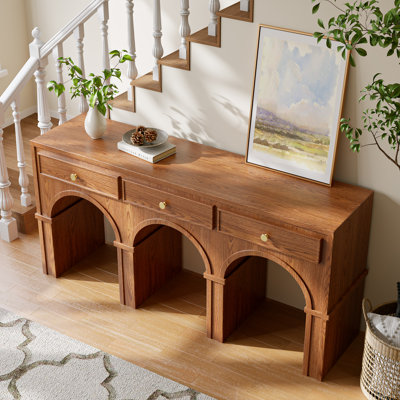 60" Solid Wood Console Table with Drawers