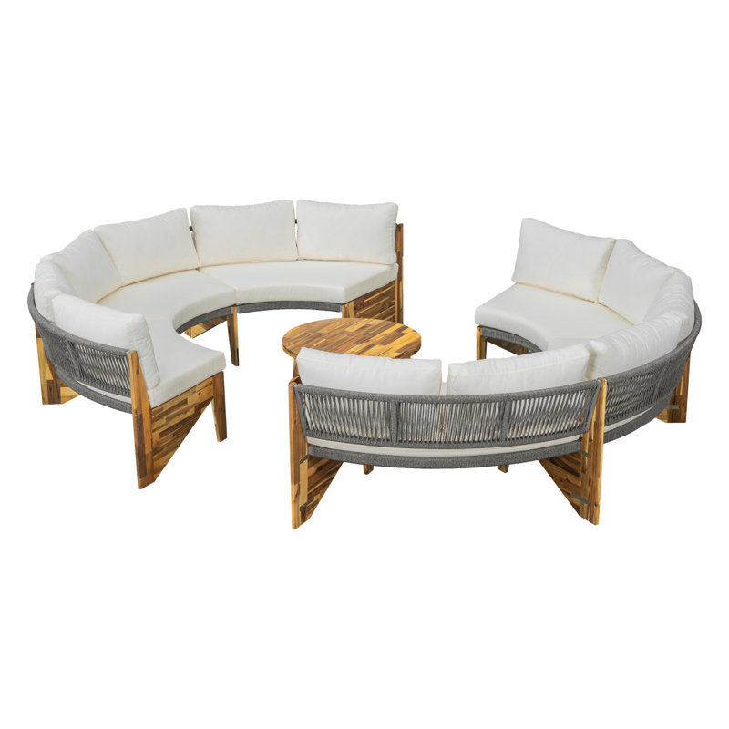 Ensemble de conversation d'extérieur pour 6 personnes avec coussins Marette, Beige