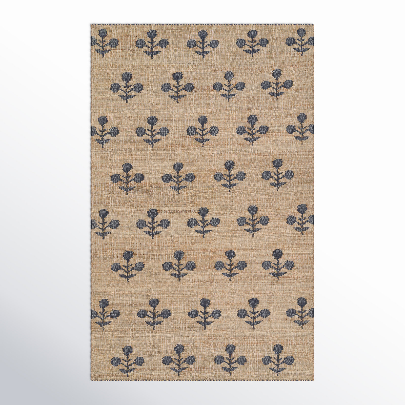 Erin Gates by Momeni Orchard Bloom Blue Hand Woven Wool and Jute Area Rug, Rectangle 5' x 8'