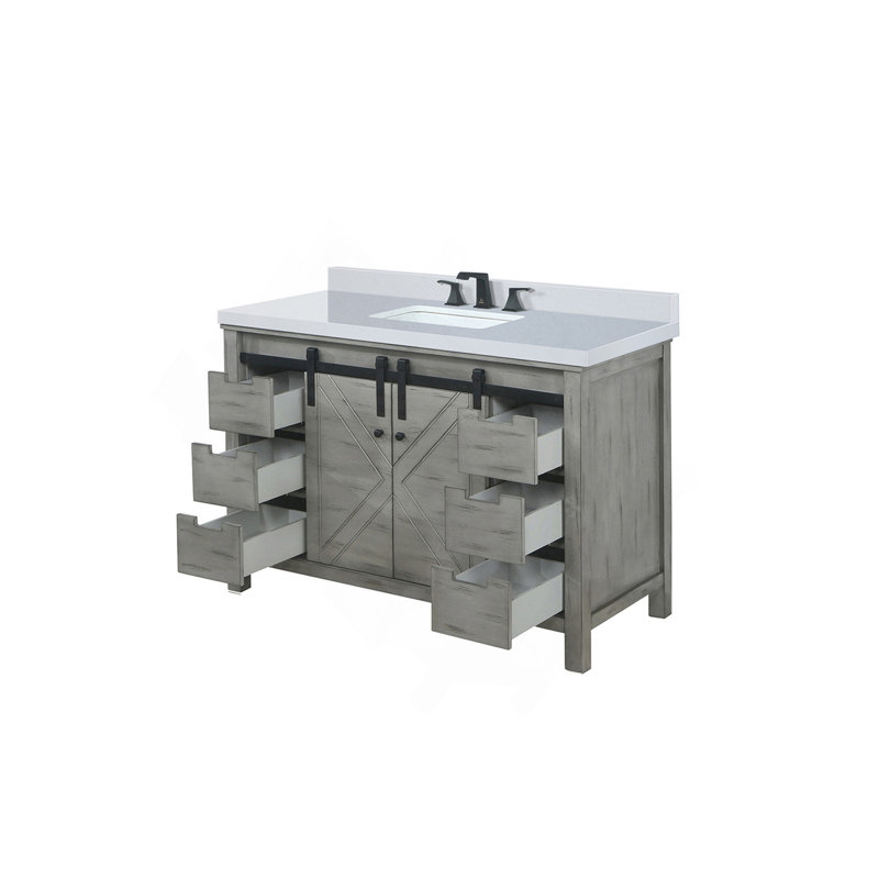 Meuble-lavabo gris cendre 48 po X P 22 po D, ensemble de comptoir et robinet en quartz blanc