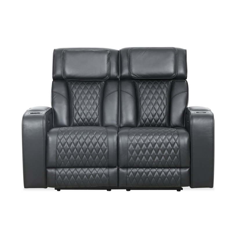 Causeuse inclinable électrique en cuir Hunter - noir, Noir