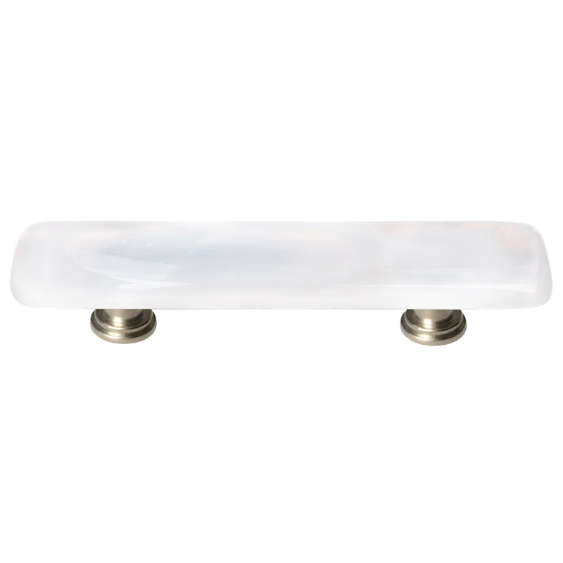 Poignée barre / poignée 3 po Cirrus, Nickel satiné, Blanc