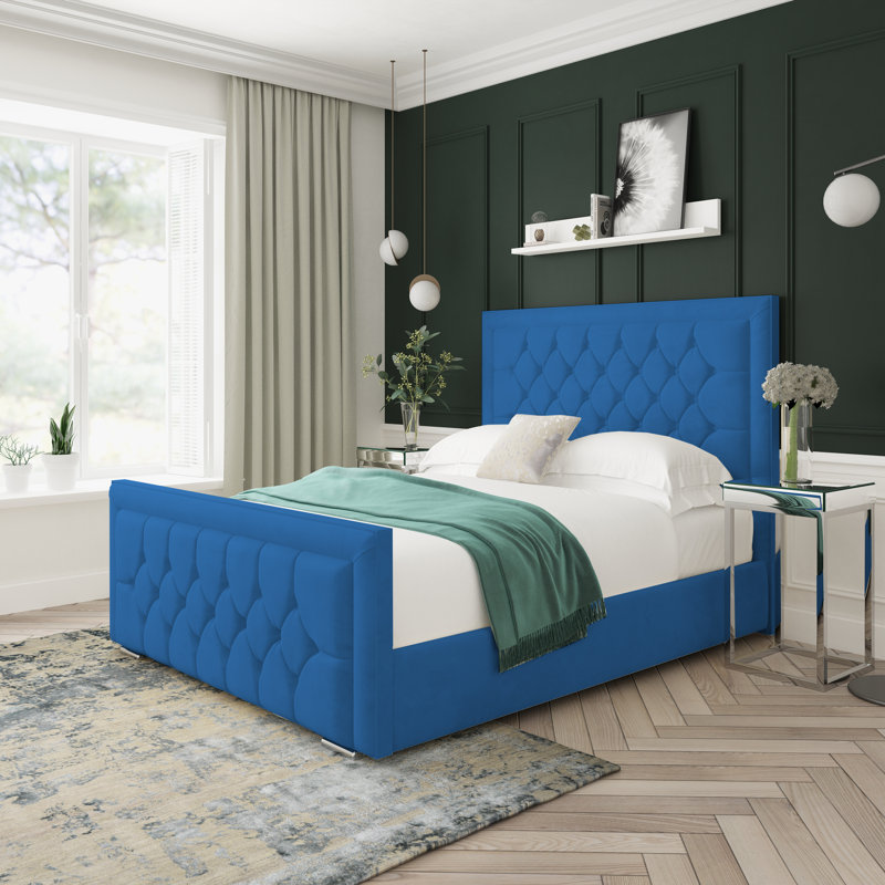 Upholstered Bed, Blue, Small Single (2'6)