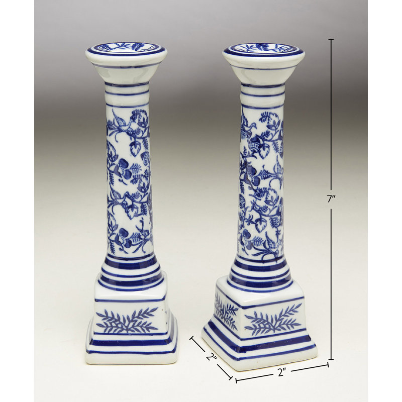 7" Floral Small Porcelain Candlestick