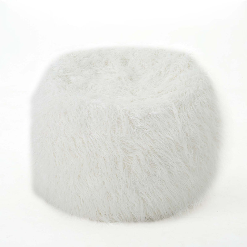 Pouf rond en fausse fourrure 5 pieds, Fausse fourrure blanche