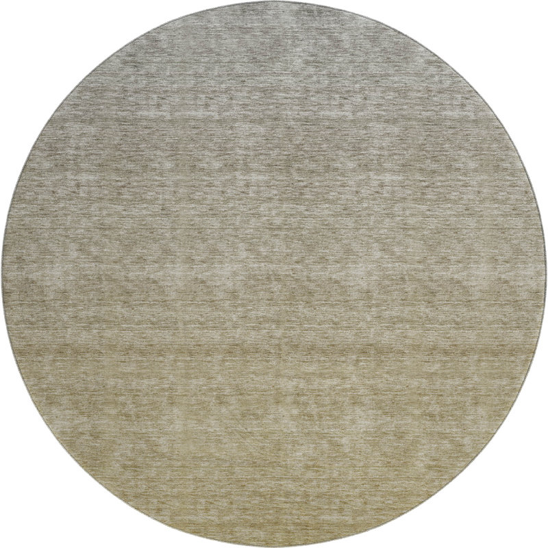 Premium Machine Washable Prisco Gold Rug, Round 8'