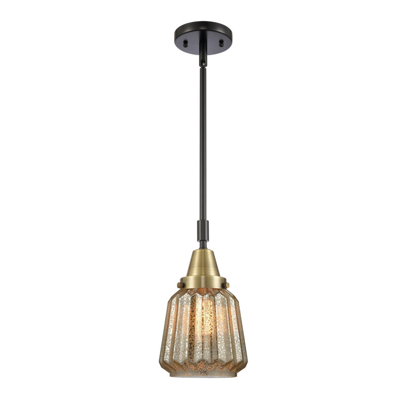 Luminaire suspendu cylindrique à 1 lumière Caggiano, Mercurisé, Laiton antique noir, Ampoule non incluse