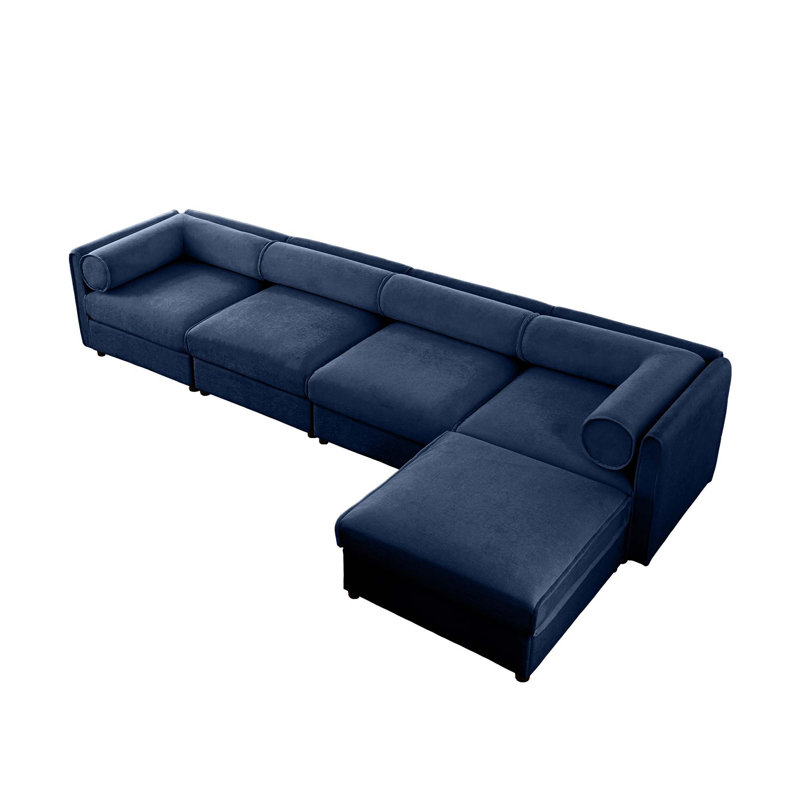 Canapé en tissu confortable avec rangement dissimulé et conception ergonomique pour le salon, 4, Chenille bleu