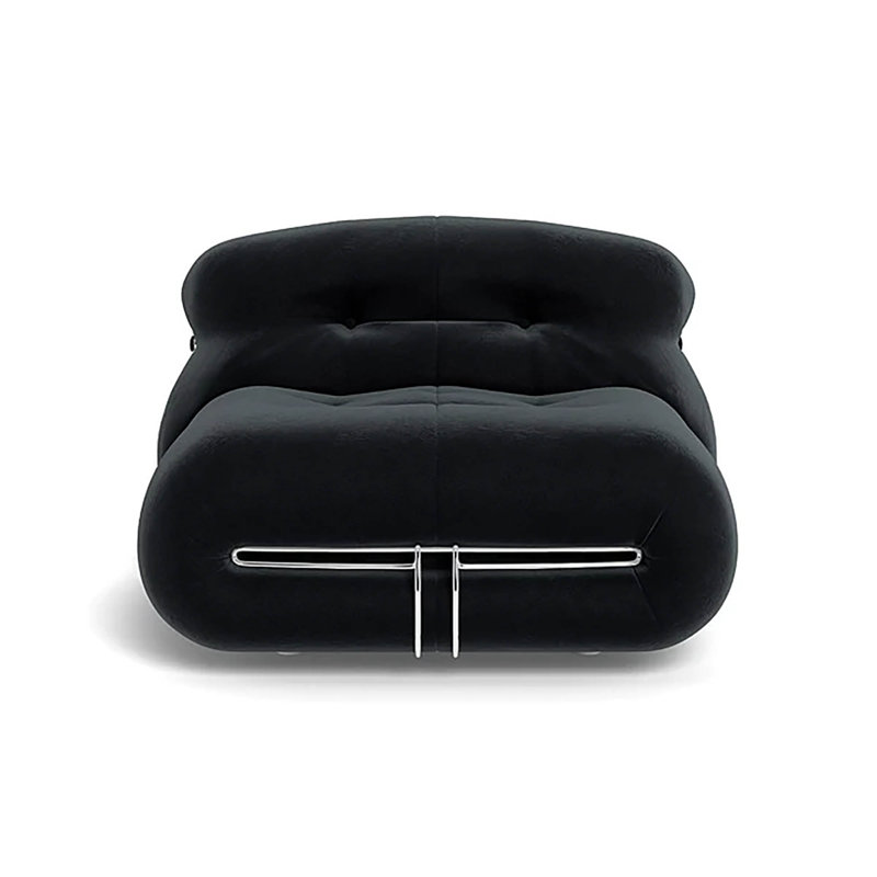 Fauteuil de chambre rembourré Ashtola, Velours noir