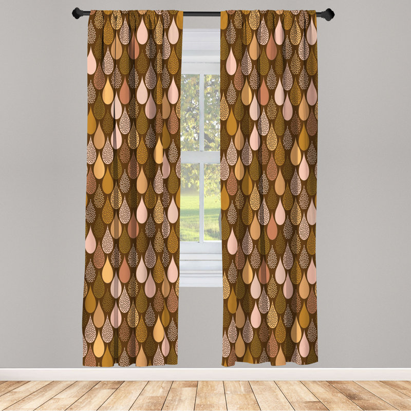 Microfiber Floral Semi-Sheer Rod Pocket Curtain Panels, 28" W x 84" L, Brown