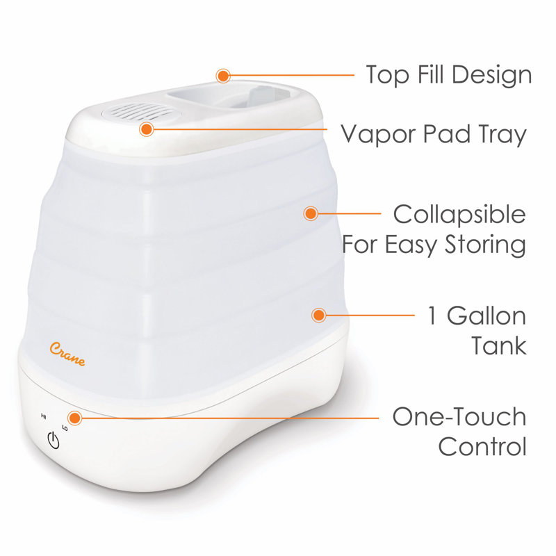 White Collapsible Warm Mist Humidifier for Medium Rooms