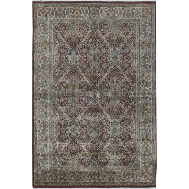Tapis rouille et ivoire de haute qualité noué à la main