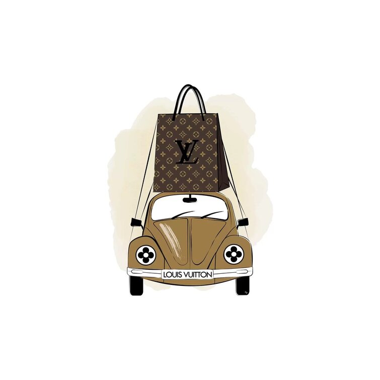 LV Car by Martina Pavlova - Wrapped Canvas Painting Print East Urban Home Size: 12 H x 8 W x 0.75 D