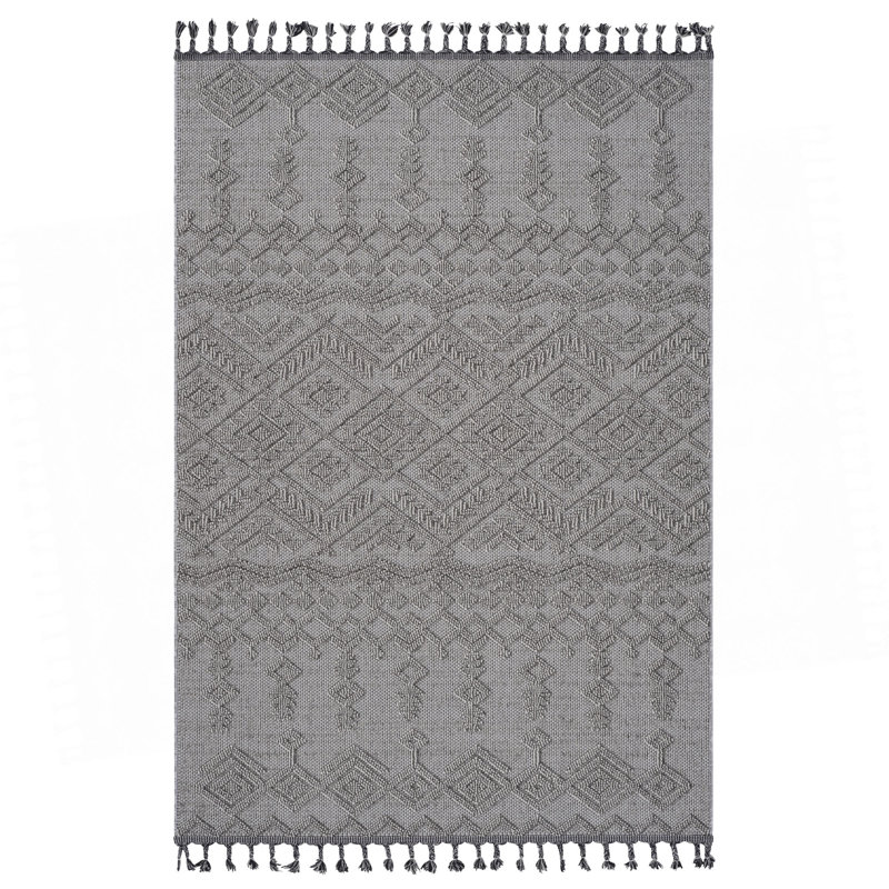 Tapis intérieur / extérieur blanc / blanc / traditionnel Collection, Rectangle 7 pi 9 po x 10 pi