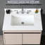 31 po. Comptoir de meuble-lavabo 31 po - Pierre frittée blanche avec lavabo rectangulaire et dosseret de 4 po de hauteur, 31 po en pierre, lavabo central, ajoute de l'élégance à
