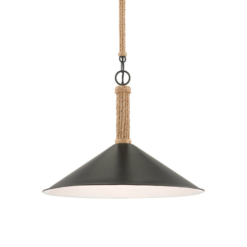 Ocracoke 1 - Light Single Cone Pendant with Rope Accents