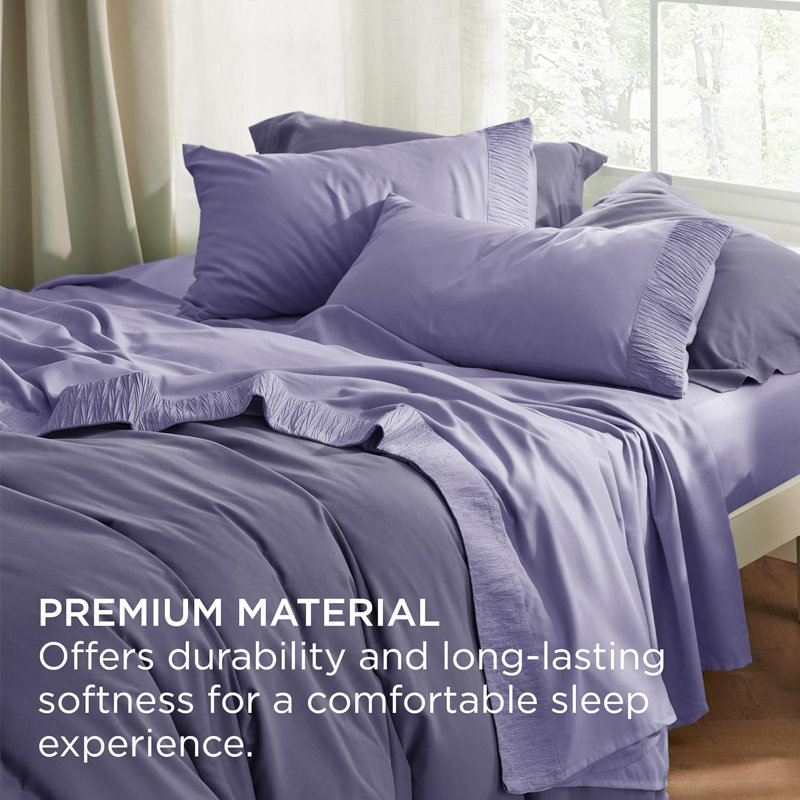 Bedsure Polyester Microfiber Sheet Set Hotel Luxury Sheets, Easy Care Cooling Bed Sheet Set 84GSM(101" x 107")GentleSoft™️