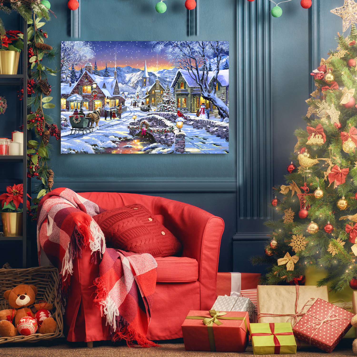 The Holiday Aisle® Christmas Decorations Vintage Christmas Wall Decor  Winter Tree Wall Art Prints Christmas Pictures Xmas Art For Bedroom  Farmhouse Decorations Framed On Canvas Painting