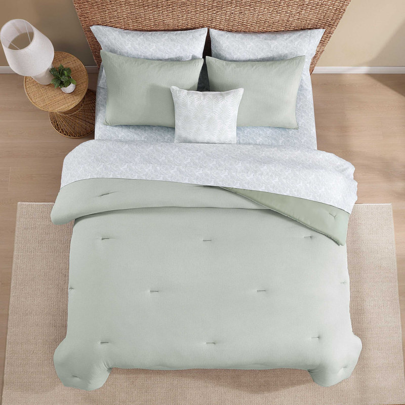 Ensemble de lit réversible Tommy Bahama Seersucker, Édredon très grand + 7 pièces supplémentaires, Vert