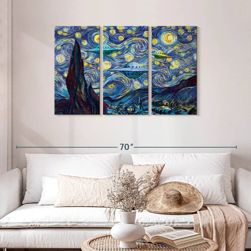 Kelan Alien Invasion Starry Night, H 28 po x l 45 po