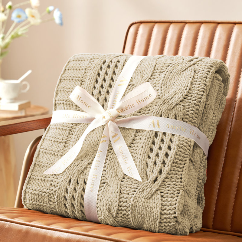Jeté Elegant Chenille, L 60 po x L 80 po, Beige