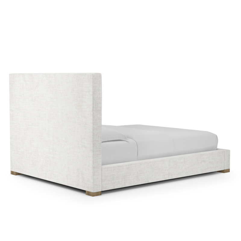 Sloan Upholstered Bed, King, Crushed Velvet Alabaster, Weathered