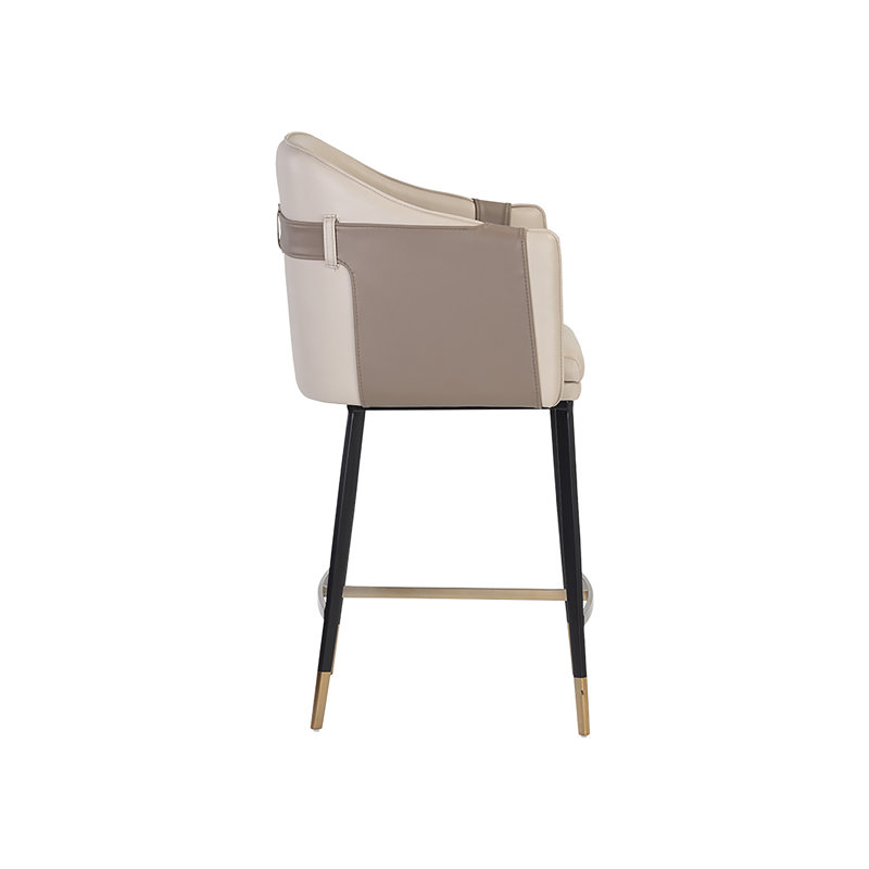 Carter Upholstered Stool with Metal Frame, Counter Stool (26.75" Seat Height), Beige