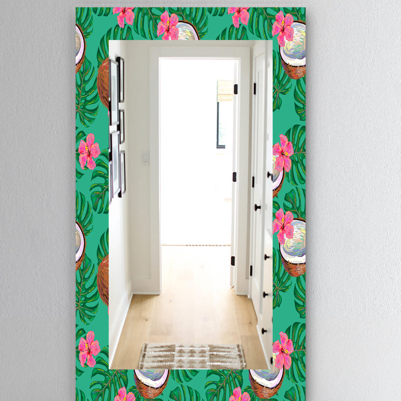Miroir mural bohémien et éclectique de style tropical 21, H 39,4 po x l 29,5 po