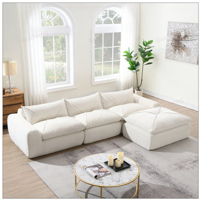 Fully Compressed Sofa with High Density Foam, No Assembly Required, Legless Design, Integrated Backrest and Seat Cushion, Particle Chenille