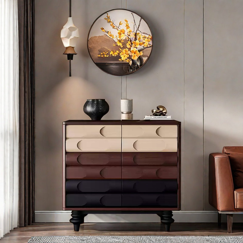 Buffet décoratif vintage en bois massif, Marron foncé