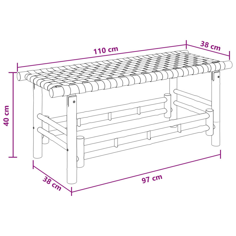 Garden Bench, 40cm H x 110cm W x 38cm D